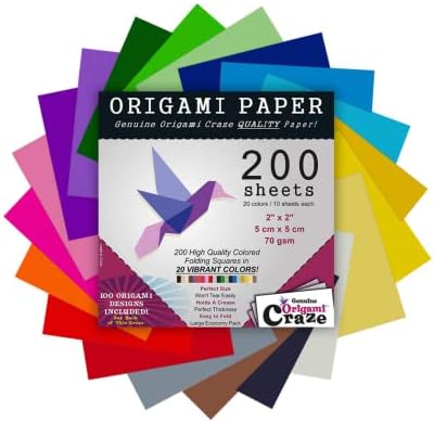 Origami Paper 200 Sheets - Colored Paper for Arts and Crafts - 2-inch Origami Square Sheets - 20 Vibrant Colors for Paper Craft - 100 Design E-Book Included (See back of the cover for download Info) by Origami+Craze