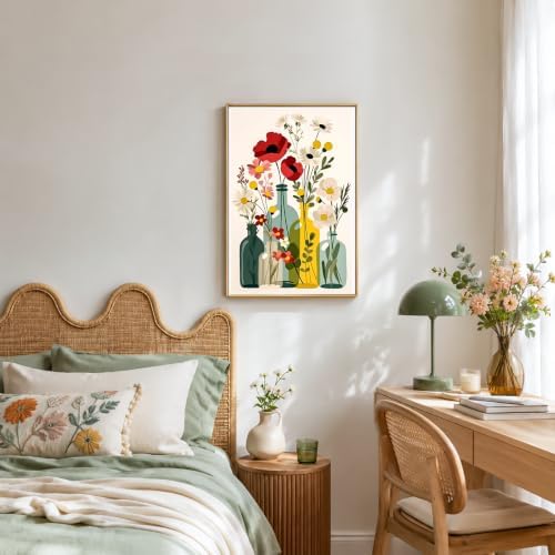 NXIKYO Framed Flower Bottles Paint by Numbers Kit for Adults Beginner, Wildflower Vase Easy Paint by Numbers Canvas with Frame, DIY Painting Kit for Relaxing Home Wall Decor Gift 8x12 Inch - Image 6