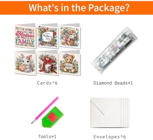 VODAPYC 6PCS Mother's Day Diamond Art Greeting Cards Kit - Image 6