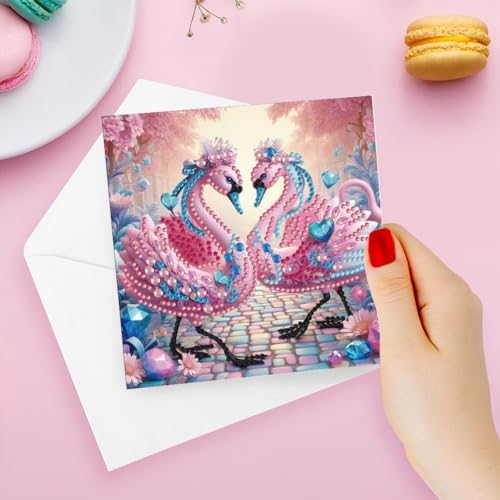 6pcs DIY Diamond Art Greeting Cards Kit with Envelopes&Tools - Create Your Own Sparkling Birthday, Thank You, Holiday Cards for Adults & Beginners(Swan) - Image 6