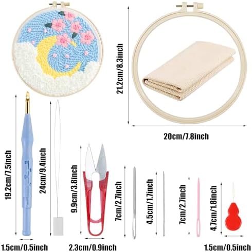 Woohome Punch Needle Kit Included Plastic Hoops, Punch Needle Cloth, Color Yarn and Punch Needle Tools for Adults, Beginners (Moon and Sunflower) - Image 6