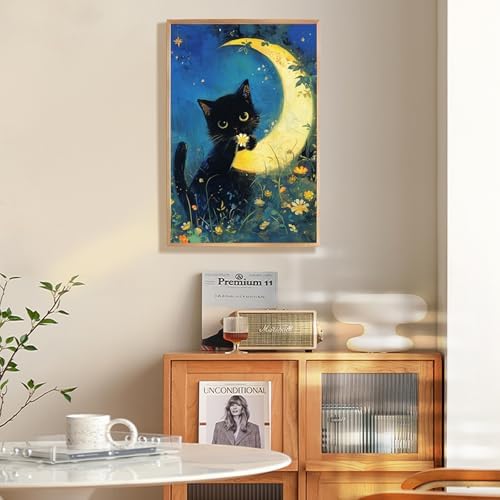 Fountor Black Cat Framed Paint by Numbers Kit for Adults Beginner 8x12 Inch - Image 2
