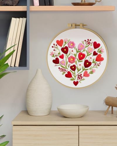 ERKOON Embroidery Kit for Beginners Adult, Flower Cross Stitch Set Include Embroidery Cloth Hoops Threads for Craft Lover Hand Stitch with Embroidery Skill Techniques (Heart) - Image 7
