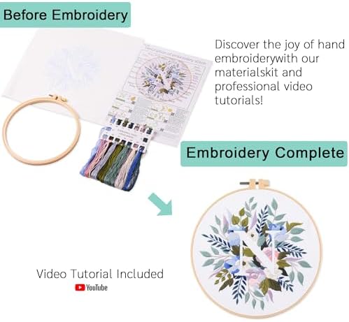 Harimau Letter N Pattern Embroidery Kit for Adult Beginners, Complete Starter Pack with 1 Hoop, Needles, Instruction Guide & Embroidery Stitch Video Tutorials - Image 3