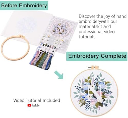 Harimau Letter N Pattern Embroidery Kit for Adult Beginners, Complete Starter Pack with 1 Hoop, Needles, Instruction Guide & Embroidery Stitch Video Tutorials - Image 3