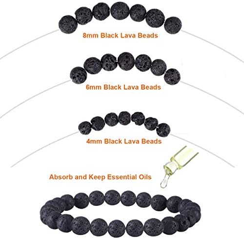 EuTengHao 602Pcs Lava Beads Stone Kits with 8mm Chakra Beads and Spacers Beads Bracelet Elastic String for Diffuse Essential Oils Adult DIY Jewelry Making Supplies - Image 3