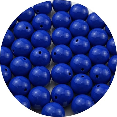 40pcs Acrylic Round Beads for Crafts 18mm Resin Candy Color Spacer Beads with Hole for Jewelry Making Sewing Crafts Decoration Necklaces Bracelets Earrings Supplies(Light Sapphire Blue) by Unknown