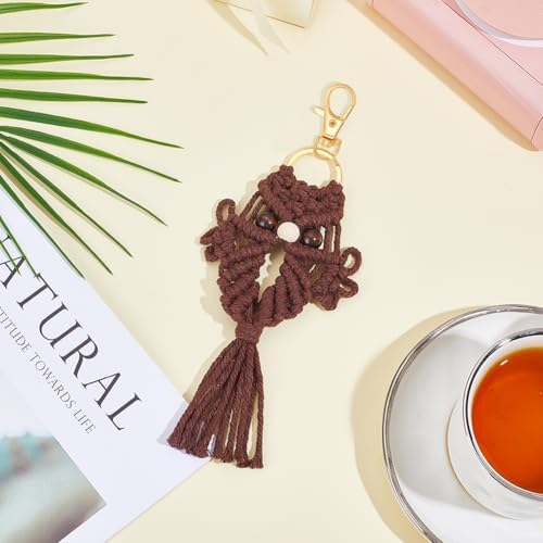 ACRNIGHEET 6PCS Owl Macrame Keychain Kit for Adults Beginners 6 Different Color Owl Boho Macrame Keychain Craft Kits Gift DIY Kits for Adults Purse Phone Bag Includes Step-by-Step Video Tutorials - Image 5
