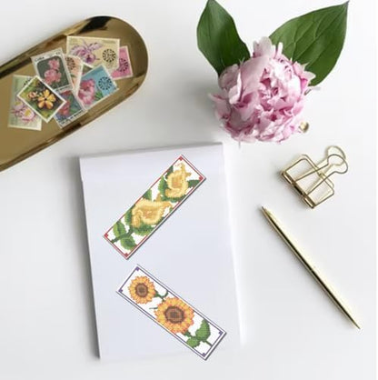 FREEBLOSS 6 Set Cross Stitch Bookmark Kits 11CT 8"x2.4" 6 Flowers Design - Image 6