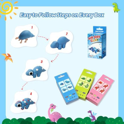 DMTXCRP Air Dry Clay Dinosaur Kit for Kids, 12 Dino Skeleton Craft Set - Image 5