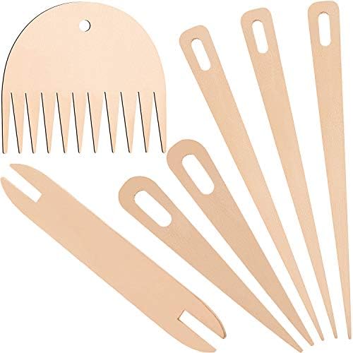WILLBOND 7 Pcs Wood Weaving Tools Hand Loom Stick Shuttles Comb Needle by Willbond+Technology+Limited