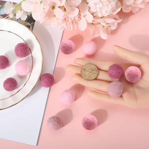SUNNYCLUE 40Pcs Wool Felt Balls Wool Pom Pom Balls Felted Pompom 20mm Handmade Mini Pink Puff Small Round Shape Pompoms for Crafts DIY Christmas Ornaments Home Party Decoration - Image 3