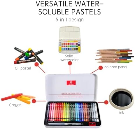 25 Colors Water-Soluble Pastel Crayons Set, Multi-Technique Art Kit with Brush & Palette, Versatile for Watercolor, Oil Pastel & Ink Effects, Easy Blending for Beginners, Sketching & Creative Drawing - Image 4