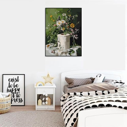 VIGEGU Flowers Paint by Numbers Kit for Adults Beginner,Easy Adult Paint by Number Kits on Canvas DIY Painting for Beginners Art by Numbers for Home Wall Decor 16x20 Inch - Image 3