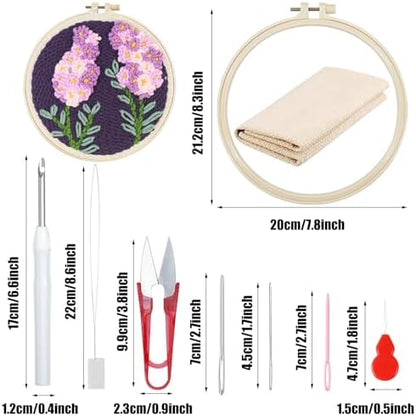 Woohome Punch Needle Kit Included Plastic Hoops, Punch Needle Cloth, Color Yarn and Punch Needle Tools for Adults, Beginners (White and Purple Flowers) - Image 7