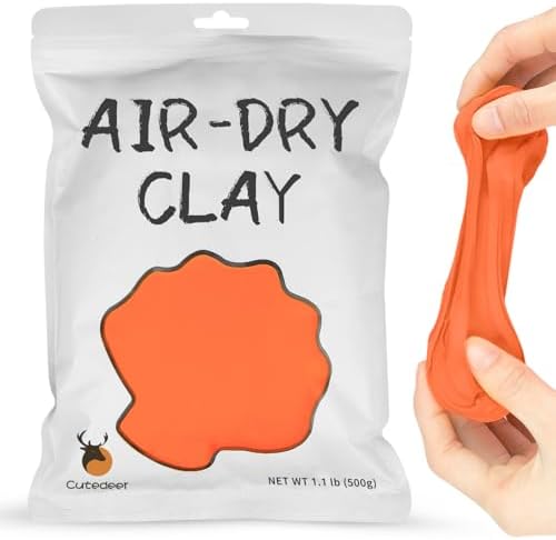 Cutedeer Orange Air Dry Clay, 1.1lb Foam Modeling Clay, Soft Squishy Molding for Kids Adults, Arts & Crafts Project Slime Supplies(1.1lb - 1 Pack, Orange) by Cutedeer