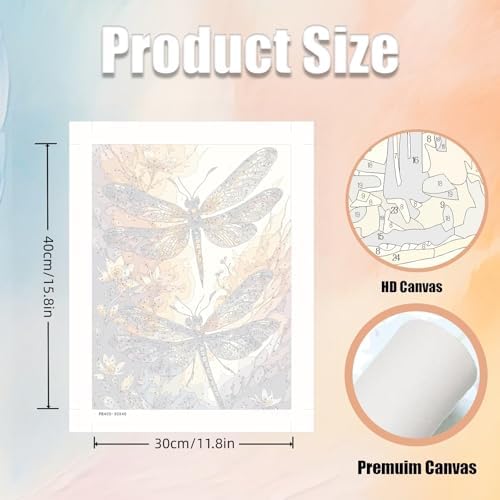 5DDIYART Dragonfly Paint by Numbers for Adults Beginner, Paint by Number Kits on Canvas, Paint by Easy Acrylic Oil Painting Home Wall Decor 12x16inch - Image 5