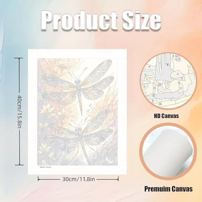 5DDIYART Dragonfly Paint by Numbers for Adults Beginner, Paint by Number Kits on Canvas, Paint by Easy Acrylic Oil Painting Home Wall Decor 12x16inch - Image 5