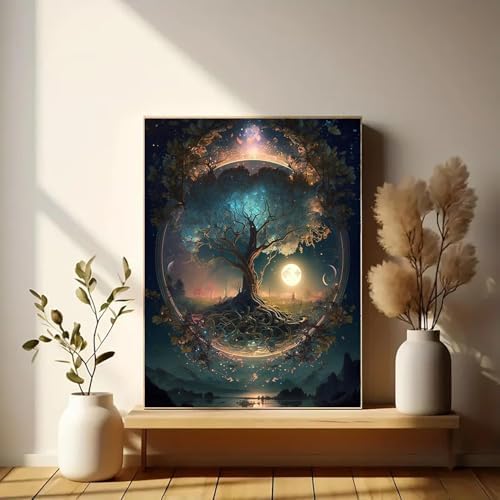 Eiazuiks Stamping Cross Stitch Kit, Tree of Life Counting Cross Stitch Kit for Adult Beginners, Full Line DIY Stitching Kit for Home Decor Cross Stitch Patterns 12x16 inches - Image 3