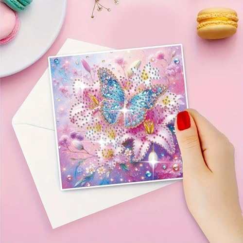 DIY Diamond Greeting Cards Set, 5D DIY Diamond Art Painting Festival Style Greeting Card, DIY Christmas Card Making Kits for Family Friends Handmade Gift-#06-6PC Butterfly - Image 6