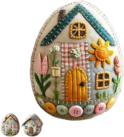 Felt Easter Egg House DIY Kit - All-Inclusive Craft Set with Hand-Embroidered Materials, Bunny & Chick Patterns for Easter Decorations, Home Hanging Ornaments for Adults & Beginners (A/1PC) by Unknown