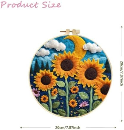 CaptainCrafts Needle Felting Kit, Wool Felt Supplies, Embroidery Hoops, Wool Painting Tools Needle Felting Starter Kit for DIY Decoration (Sunflower Fields) - Image 2