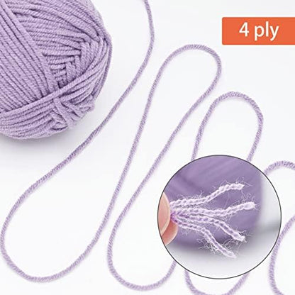NICEEC 300g Soft Assorted Colors Yarn 100% Acrylic 870yds -Light Purple - Image 4