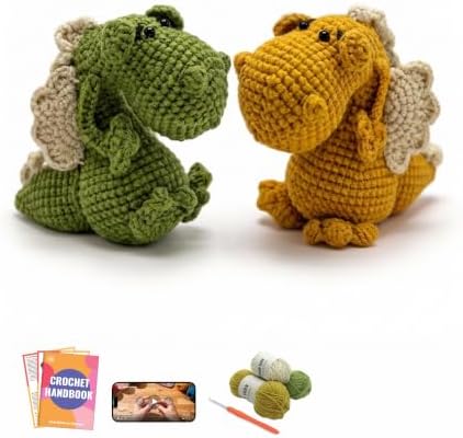 PAITIN Crochet Kit for Beginners Adults, Complete DIY Craft Yarn Kit with Step-by-Step Video Tutorials, Easy Handmade Art Projects Home Decor (Dragon) by PAITIN
