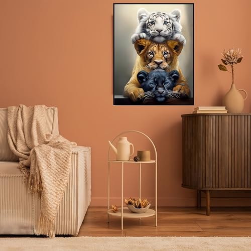 Three Tigers Painting by Numbers Kit for Adults Beginner,11.8X15.7 Inch - Image 4