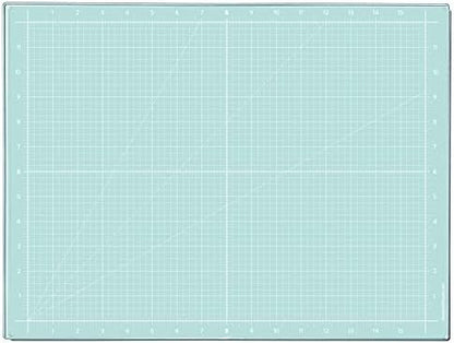 GLASSBOARD STUDIO Aqua Glass Craft Mat (13.5x18in) - Magnetic, Heat & Scratch Resistant, Stain-Proof for Crafting, Cutting, Painting, Mixed Media Artwork - Grid & Angle Lines, Non-Slip Feet by GlassboardStudio