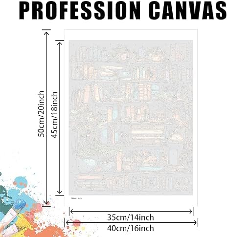 Yunruily Bookshelf Paint by Number Canvas for Adults-Bookshelf Paint by Numbers Adult,Book Oil Painting by Numbers for Adults and Home Wall Decor(with Gifts Box) 16x20inch - Image 4
