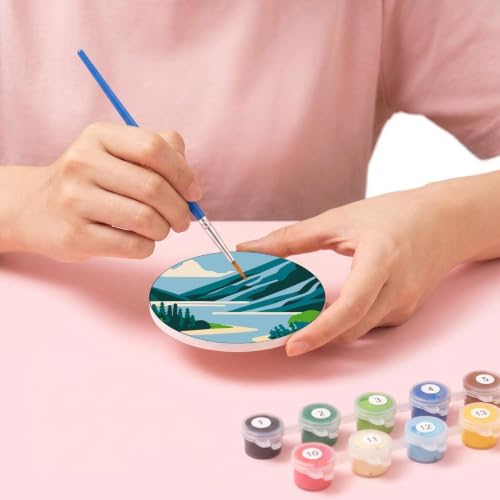 8 Pack Mountain Paint by Numbers Kits Coasters with Holder Cork Pads - Image 7