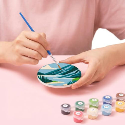 8 Pack Mountain Paint by Numbers Kits Coasters with Holder Cork Pads - Image 7