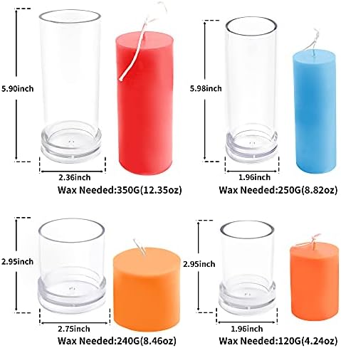 MILIVIXAY Cylinder Candle Mold Set-4PCS Pillar Candle Molds - Plastic Candle Molds for Candle Making-Candle Making Molds-120 Ft. of Wick 2 Wick Clips and 2 Wick Holders Included as a Gift. - Image 3