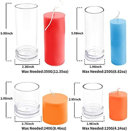 MILIVIXAY Cylinder Candle Mold Set-4PCS Pillar Candle Molds - Plastic Candle Molds for Candle Making-Candle Making Molds-120 Ft. of Wick 2 Wick Clips and 2 Wick Holders Included as a Gift. - Image 3