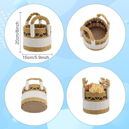 FREEBLOSS Macrame Woven Basket kit DIY Macrame Kit for Beginners with Instruction Wooden Beads Basket Weaving Craft Supplies Baskets Weaving Project for Holiday Activities - Image 3