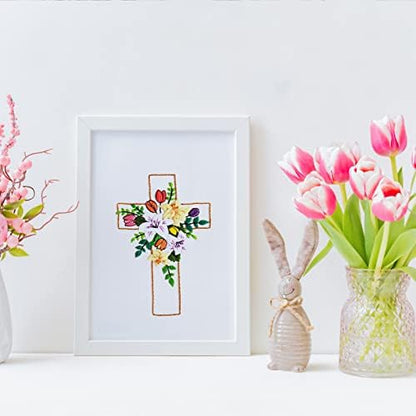 Louise Maelys Cross Lily Embroidery Kit for Beginners, Easter Jesus Pattern - Image 5