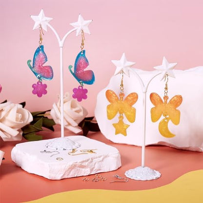 Craftdady 1Pcs Butterfly Silicone Mold Earring Making Kit Love Heart Star Moon Snowflake Rectangle Jewelry Resin Casting Mold with Brass Earring Hooks Jump Rings for DIY Craft Jewelry Making Supplies - Image 6