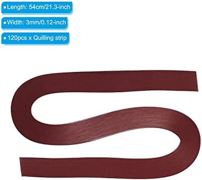 PATIKIL Quilling Strips Paper 120pcs 1/8"(3mm) 54cm Origami Paper Quilling Strip for Art DIY Hand Craft Christmas Wine Red - Image 2