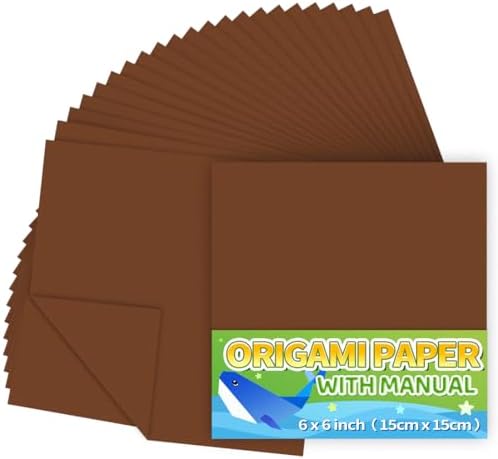 Praisebank Brown Origami Paper, 220pcs 6x6 inch, Double Sided Color, Origami Paper Kit for Crafts, Origami Kit. by Praisebank