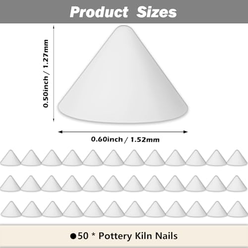 50 Pack Pottery Kiln Nails – High-Temperature Ceramic Refractory Cone Support Nails, Up to 2516℉, Reusable Alumina Firing Tools for Pottery, Ceramics, Glazing & Kiln Shelving Support - Image 3