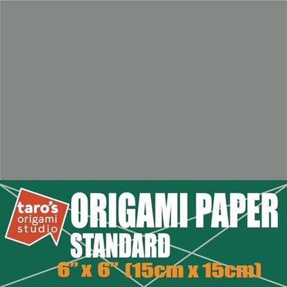 [Taro's Origami Studio] Standard 6 Inch One Sided Single Color (Grey) 50 Sheets (All Same Color) Square Easy Fold Premium Japanese Paper for Beginner (Made in Japan) - Image 2