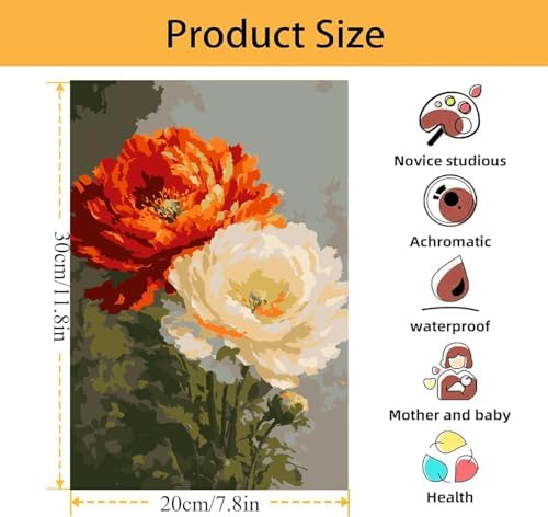 Mowana Flowers Paint by Numbers Kit for Adults Framed Canvas - with Wooden Easel, Adults' Paint-by-Number Kits Flower DIY Acrylic Oil Painting Kits Arts Crafts 7.8x11.8inch - Image 7