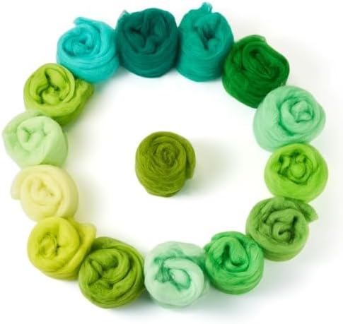 75G Needle Felting Wool Green Wool Roving for Needle Felting Multicolor Soft Spinning Wool Bulk for Felting DIY Crafts Hand Spinning Supplies by Spritewelry