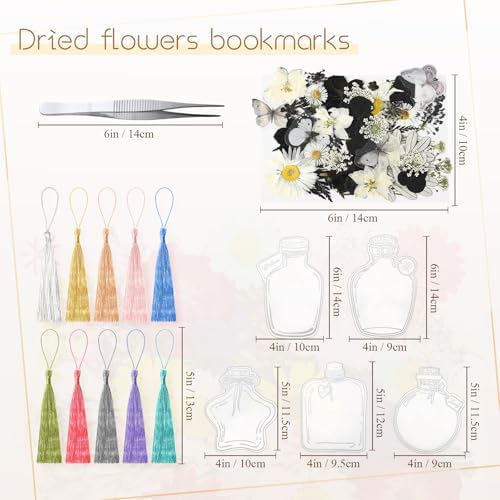 Taobary 91 Pcs DIY Dried Flowers Bookmarks Transparent, Cool Color - Image 3
