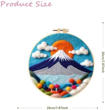 CaptainCrafts Needle Felting Kit, Wool Felt Supplies, Embroidery Hoops, Wool Painting Tools Needle Felting Starter Kit for DIY Decoration (Sunset Mountain Scenery) - Image 2