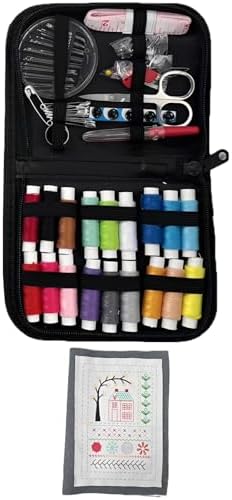 Chewtoyo Embroidery Starter Kit for Adults with Stitch Book and Sewing Kit, 8.3 x 11 x 0.6 in, 21 x 28 x 1.5 cm, Portable DIY Embroidery Tool Set with Safety Zipper, 106 Stitches Practice Guide by Chewtoyo