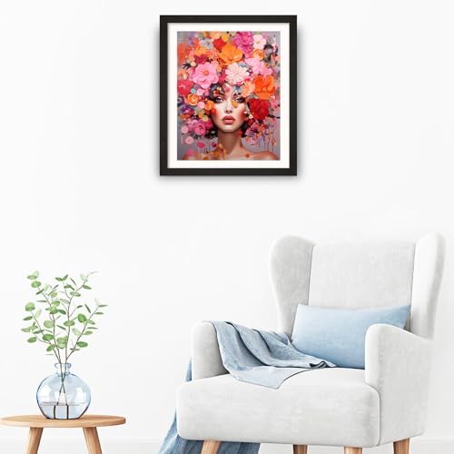 Natuyalo Paint by Numbers Kit for Adults Beginners and Kids, 16" Wx20 L Canvas Pictures Drawing Acrylic Paintwork with 3 Pcs Paintbrushes, Beautiful Women with Flowered Headdresses - Image 3