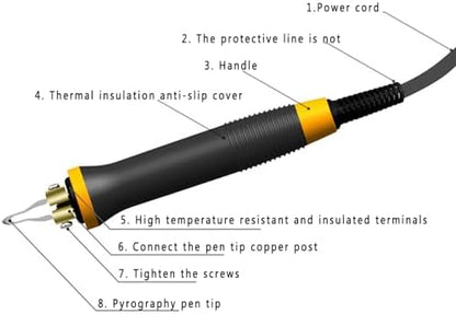 Professional Pyrography Machine, Pyrography Wood Burning Tool Set, with Detachable Wood Burning Pen, Adjustable Temperature, for DIY Engraving Craft Wood Pumpkin Caving - Image 5