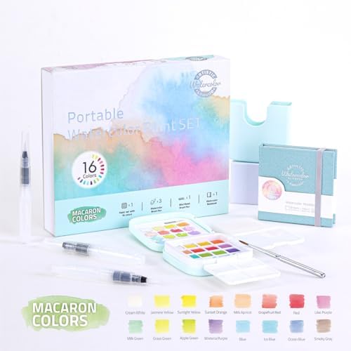Watercolor Paint, Mini 16-Color Solid Paint Kit Gift Set Macaron Colors - Image 2